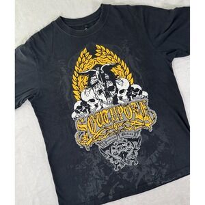 Southpole‎ Y2K Graphic T-Shirt Black Yellow Size L Streetwear Tee